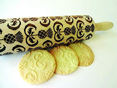 CARDO Mattarello Legno Goffrato | Mattarello Inciso | Rullo per Biscotti e per Modellare | Mattarello Decorativo per Biscotti di Algis Crafts