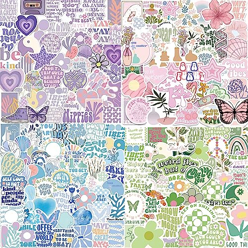 200Stück Dänischer Pastell Aufkleber, Bunte ästhetische Vinyl Aufkleber,Laptop Wasserflaschen Aufkleber,Positivitäts Zitat Aufkleber Pack