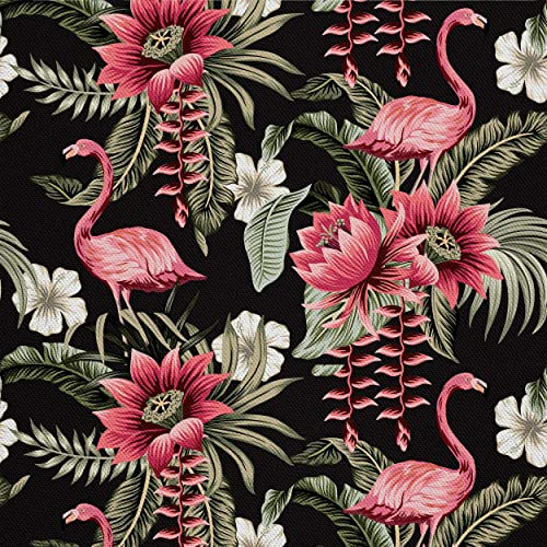 HEKO PANELS Stoff Oxford Wasserdichte Meterware Canvas-Stoff Polyester Stoff Zum Nähen Nähstoffe Dekostoffe Wasserabweisend Blickdicht Tropen Flamingos 5 Meter 155 x 500 cm