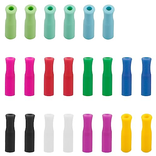 GLADFRESIT Lot de 22 embouts de paille réutilisables en silicone de qualité alimentaire Multicolore