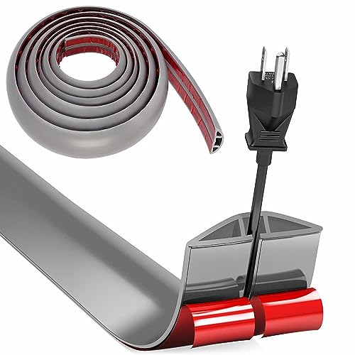 Cache Cable Sol, Petit Canal de Câble Flexible, 5M x 3cm Protege Cable Sol, Goulotte Passe Cable Sol Silicone, Cache Fil Électrique Sol Auto-Adhésif pour Tous Les Câbles(Gris)