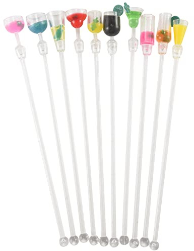 Ksrnsne 10Pcs Cocktail Stirrer Drink Mixing Stick Set Acrylic Cocktail Mixer Blender Bar Supplies Swizzle Stirrer