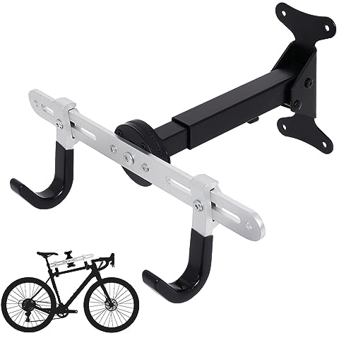 Bike Wall Mount Bike Rack Wall Mount for Garage Angle Width Length Adjustable Cycling Hanger up to 30 kg for Horizontal Indoor Storage by Gekufa Bicycle Holder for Road Hybrid or Mountain Bikes
