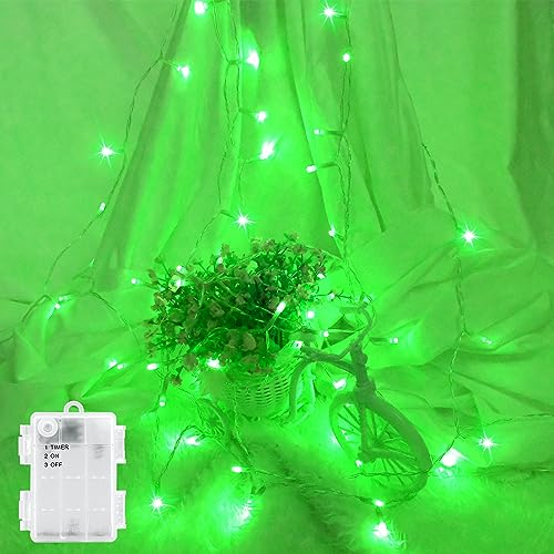 LED Lichterkette Außen Batterie Wasserdicht 3M Outdoor Lichterkette Innen Batterie Timer für Balkone, Fenster, Tür, Wände, Kinderzimmer, Schlafzimmer, Halloween, Weihnachten, Hochzeiten, Grün
