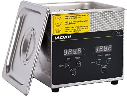 LACHOI Nettoyeur à Ultrasons 1L 220V, avec Minuterie Digitale et Chauffage 40Hz Acier Inoxydable Professionel Nettoyeur à Ultrasons pour Bijoux Lunettes Montre