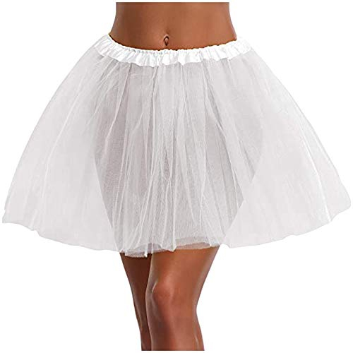 weißer tüllrock tüllrock mit Lichterkette Karneval 50er Jahre Retro Tutu Tüllrock Damen M?dchen Basic Solid vielseitige dehnbaren informell Mini Skater Rock Faltenrock Damen Tüllrock tütü Rock 50er