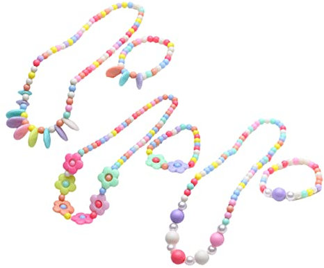 NAMOARLY Kinder Halskette 3 Sätze Halsketten eine Halskette Perlenkette Mädchen Schmuck Baby Mädchen Halskette Acryl einstellen Zubehör Kind