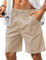 HMIYA Kurze Hosen Herren Leinen Shorts Leichte Bermuda Sommershorts Atmungsaktiv Leinenhose Kurz mit Taschen(Khaki,EU-XXL)