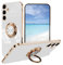 UPLAI Elegante Cover per Samsung Galaxy A55 5G, Ultra Sottile Premio TPU Antiurto Custodia Insieme a Anello Cavalletto, Moda Progettazione Galvanica Caso.Bianco