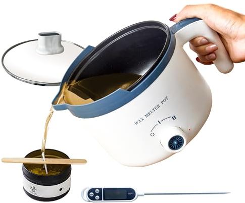 LINGQIAN Wax Melter for Candle Making with Thermometer, Electric Candle Wax Melting Pot with Spout, Double Boiler Candle Making Crock Pot with Measurements
