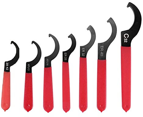 Raucilpy 7 Stück C Hakenschlüssel Spannzangenfutter, Schlüss Hahnenfußschlüssel, Gewindefahrwerk Schraubenschlüssel Set, Nutmutternschlüssel Hakenschlüssel Federbein Motorrad, Schraubenschlüssel