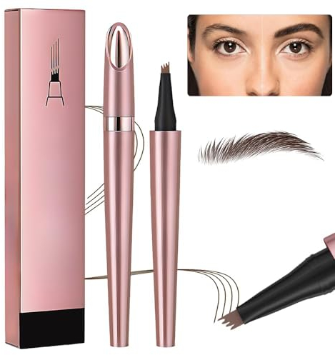 Magic Eyebrow Pencil - 2024 New 3D Waterproof Microblading Eyebrow Pencil Contouring Pen - 4 Tip Natural Long-Lasting Fine Stroke Microblading Pen (Dark Brown)