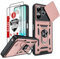 LeYi Cover per Xiaomi Redmi 13 4G/ Poco M6 4G con Vetro Temperato [2 Pack], Custodia per Redmi 13 con Protezione Fotocamera [Slidable] Antiurto Militare Anello Supporto TPU Bumper Antiurto Case, Rosa