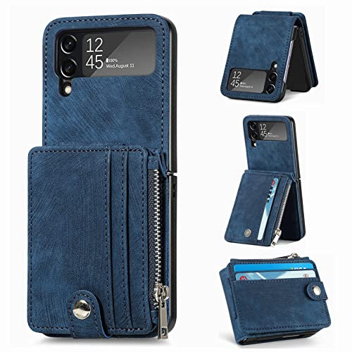 ZCDAYE Wallet Case for Samsung Galaxy Z Flip 6, Leather Phone Case with Removable Card Holder, Practical Premium cover for Samsung Z Flip 6, Blue