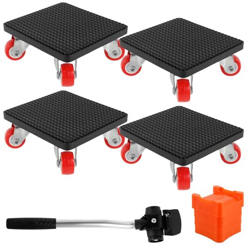 Foppla Furniture Lift Mover Tool Set 880LBS 360° Rotatable Heavy Duty Furniture Mover Set Labor-Saving Furniture Dolly and Lifter Tool Noiseless Furniture Roller Slider for Bed Sofa Desk(Black+orange)