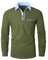 KUNJLELP Men's Long Sleeve Polo Shirt Casual Premium T-Shirt 100% Cotton Golf Casual Collared Tops with Real Pocket,Army Green 43,M