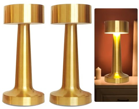 KBIBCK 2 PCS Lámpara de Mesa inalámbrica, lámpara de mesa con batería, Lámpara de Escritorio Inalámbrica, Lampara Mesa Led Recargable, 3 Niveles de Ajuste de Brillo, lámpara de noche para casa, jardín