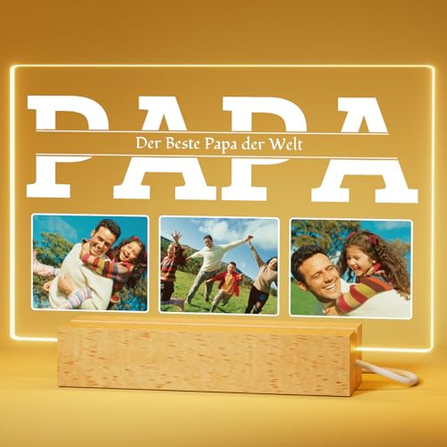 Bemaystar Spotify Glas Personalisiert Geschenke: Personalisierte Song Arcylic Fotorahmen, Valentines Day Weihnachten Jahrestag Geburtstag Geschenke für Frauen Männer (PAPA)