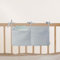 Babybett Aufbewahrungstasche aus 100% Baumwolle Musselin, für das Beistellbett, Babybett, Kinderbett. Ideal zum Verstauen von Windeln, Schnullern (Light Blue)