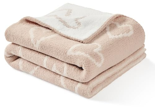 CREVENT Chenille-Babydecke, kuschelig, weich, warm, für Mädchen und Jungen, Neugeborenenartikel für Kleinkinder, Geschenk für die Babyparty, 75 x 100 cm, Herz, Rosa