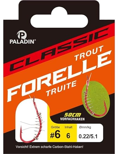 Paladin Classic Forelle mit Spirale gebunden 50cm rot Gr.10 0,18mm 3,3kg 6St.