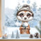 Sunnywall Fensterbilder Winter für Kinder Tiermotive in Winterszene als statisch haftende Fenstersticker, WIEDERVERWENDBAR (Erdmännchen, A2 Bogen)