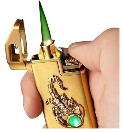 VFBVNJBJ Jet-Flame-Feuerzeug, Retro-winddichtes Outdoor-Feuerzeug mit offener Flamme, geprägte Skorpion-Turbine, Butangas-Jet-Feuerzeug (Butangas Nicht im Lieferumfang enthalten)(Gold Scorpion)