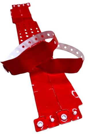 Wide Faced Vinyl Wristbands, 100 Pack (Red)