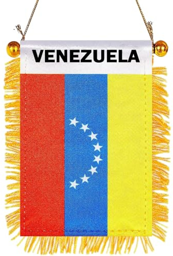 GSYLPFT Venezuela-Flagge, klein, venezolanische Flaggen, Banner für Auto, Rückspiegel, Fenster, hängende Dekoration mit Saugnapf und Fransen, 10 x 15 cm