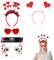 ZABARE Amor Kostüm Damen,2 Herz Haarreif Rot,2 Randlose Herz Brille mit Gesichtstattoo,Herz Stirnband Haarbänder Retro Partybrille Aufkleber für Valentinstag Hochzeit Geburtstag Party Foto Requisiten