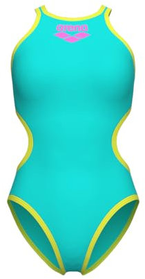 Arena Damen-Badeanzug mit großem Logo, Wasserfarben/sanftes Grün, 38