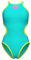Arena Damen-Badeanzug mit großem Logo, Wasserfarben/sanftes Grün, 38