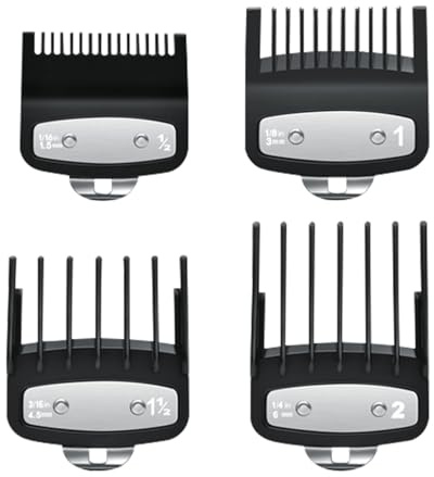 4 Stück Trimmer Aufsätze, Aufschiebekämme für Schermaschine, Limit Kämme Führungskamm Ersatz für Haarschneidekopf, 6mm, 4.5mm, 3mm und 1.5mm für Standard Haarschneidemaschine für Familie, Salon