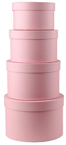 Oairse Lot de 4 boîtes de rangement rondes avec couvercle - Boîte cadeau en carton - Boîte cadeau pour fleurs - Boîte à bijoux - Cadeau d'anniversaire - Cadeau de fête des mères - Emballage pour