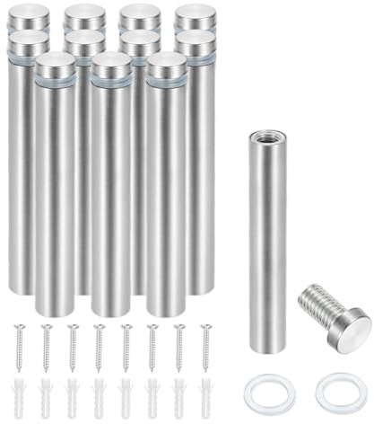 PATIKIL Vis De Support 12x80mm, 8 Pack Acier Inoxydable Support Mural Pour Montage De Signalétique, Clou Publicitaire Pour Cadre Acrylique, Argenté