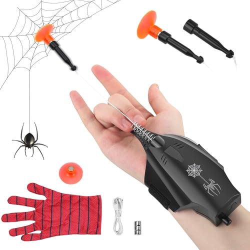 Gxpjycfob Spider Web Shooter, Web Shooter for Kids, Electric Reel-in Spider Webs Shooters Blaster, Realistic Spider-man Shooter Toys, Superhero Cosplay Role Play Costume Props Gadgets for Men Adults