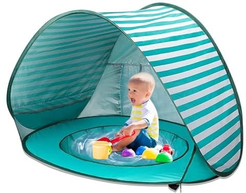 YANGUN Tienda de Playa Pop Up, Tienda Playa Bebe con Mini Piscina, Tienda Campaña Playa, Anti-UV Protección Solar UPF 50+, para Familia, Playa, Jardín, Camping, 120 x 80 x 70 cm