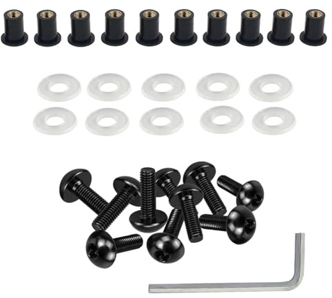 MotorBike Bolts Nuts Kit Compatible With Aprilia M5 General Parts Motorbike Battery Terminal Bolts For Bolt Motorcycle Fairing Cowl Mount Screws 5mm(Black)