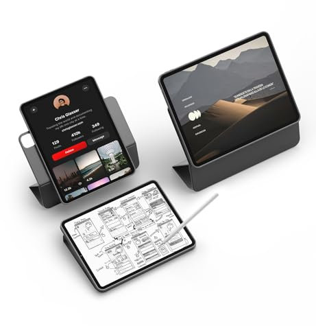Dexnor für iPad Pro 13 Hülle (2024), Magnetische Schwebende Schlanke Abnehmbare Schutzhülle Verstellbarer Ständer für Hoch- und Querformat mit Erhöhter Bildschirmansicht Einschlafen/Wecken, Schwarz