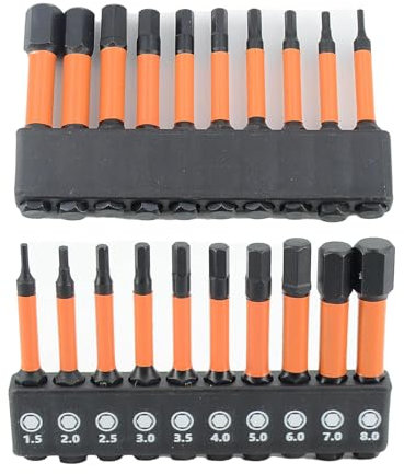 10 Pcs Allen Key Drill Bit Set, Hex Bits, Impact Screwdriver Set Magnetic for Electric Manual Screwdrivers, Ratchet Wrench, Impact Driver and Heavy Screw Driving(1.5mm-8mm)