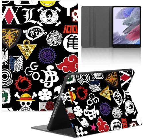 Tablet Coque pour Samsung Galaxy Tab A9 (SM-X110/SM-X115) 8.7'', Anime One Piece Naruto Dragon Ball Hunter Modèle Housse de Anti-Collision Protection en Cuir PU Flip avec Fonction Support Anti TPU