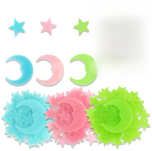 303 Stück Leuchtsterne Wandsticker Glow in the Dark, selbstklebende Sterne & Mond Aufkleber für Decke, Kinderzimmer, Schlafzimmer, Wohnzimmer, Sternenhimmel Deko zum Einschlafen und Wanddeko