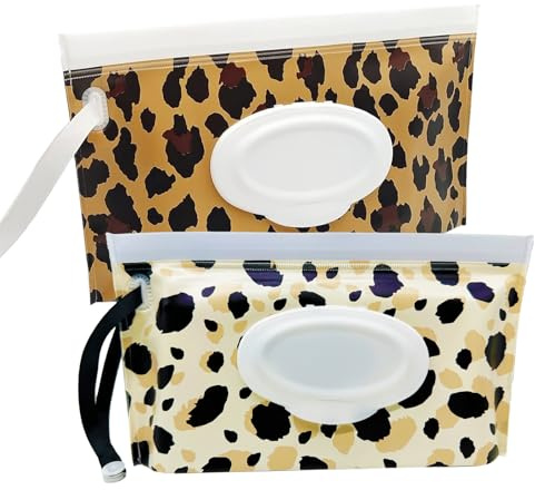 FITULABO 2 Pack Portable Refillable Wet Wipes Dispenser Box, Reusable Pouches & Wet Wipe Holder, Portable Baby Wipes Container, Fits Box of Baby Wipes