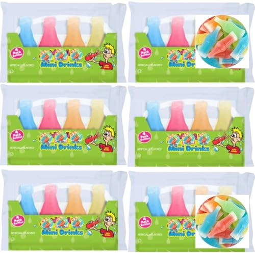 Mini Drink Sour Wax Bottles - 4 bottle per Pack – Extra-Sour Liquid Candy in Retro Wax Bottles – Fun Novelty Candy Drinks with Liquid Centre – Party Sweets for Kids & Adults - cbby (3 x Packs)