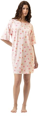 Mey Damen Bigshirt Kurzarm: Locker fallende, Bequeme Passform, Single-Jersey-Qualität, Allover-Print, Hautfreundlich und atmungsaktiv, Natürliches Tragegefühl, Serie Grapefruit Bliss