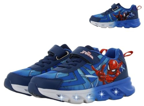 Leomil Paw Patrol Turnschuhe Jungen, Schuhe Kinder mit LED | Spiderman Kinderschuhe Jungen, Blinkschuhe Kinder Jungen, Ideal for Schule und Freizeit, Nickelodeon, Geschenk