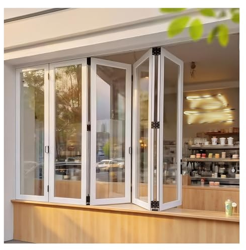 Ventana deslizante plegable, paneles de vidrio huecos de doble capa, marco de aleación de aluminio, puerta divisora plegable retráctil para cafeterías y uso doméstico