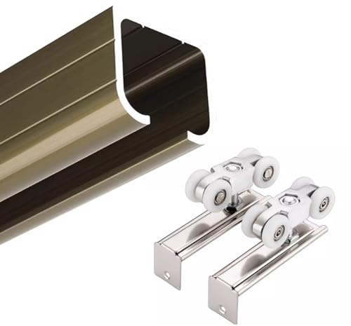 Kit de rail de porte coulissante avec roulettes, kit de rail de montage mural et de plafond pour usage commercial et résidentiel