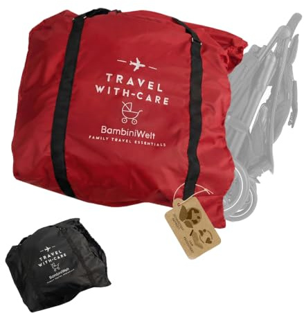 BambiniWelt by Rafael K. Kinderwagen Transporttasche Universal | Reisetasche & Schutzhülle für Flugzeug, Bahn und Auto, wasserabweisend, robust, mit Tragegurten & Aufbewahrungsbeutel