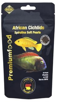 Discusfood African Cichlid Spirulina Soft Pearls Granulate 80g – Soft Granulat für Malawi & Tanganjika Cichliden – mit Spirulina Algen – leicht verdauliches Alleinfutter